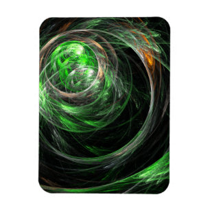 Around the World Green Abstract Art Premium Magnet