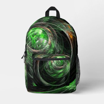 Around The World Green Abstract Art Printed Backpack by OniArts at Zazzle