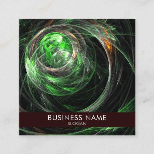 Around the World Green Abstract Art Professional Square Business Card