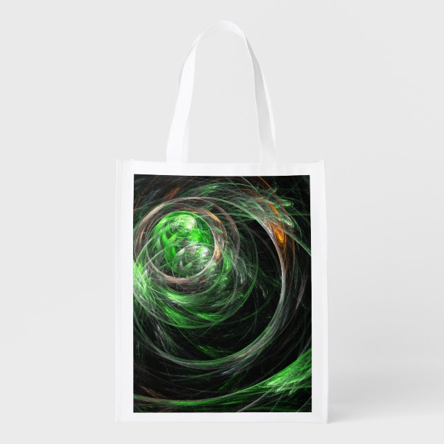 Around the World Green Abstract Art Reusable Bag (Front)
