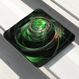 Around the World Green Abstract Art Seat Cushion