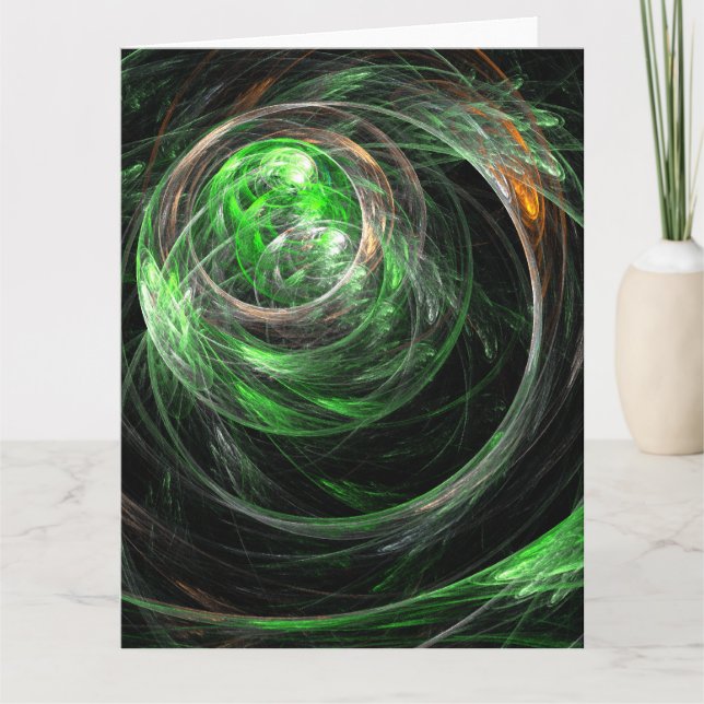 Around the World Green Abstract Art Thank You Card (Front)