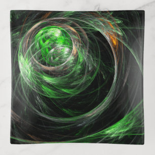 Around the World Green Abstract Art Trinket Tray