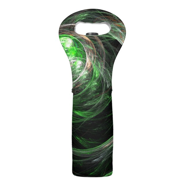 Around the World Green Abstract Art Wine Bag (Front)
