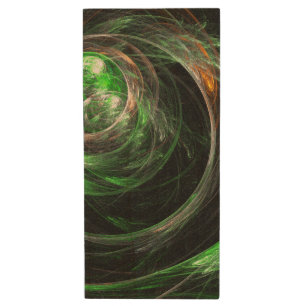 Around the World Green Abstract Art Wood Flash Drive