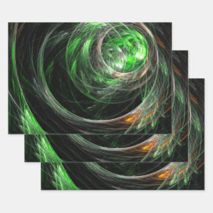 Around the World Green Abstract Art Wrapping Paper Sheets