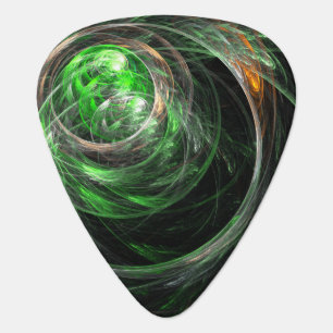 Around the World Green Abstract Standard Guitar Pick