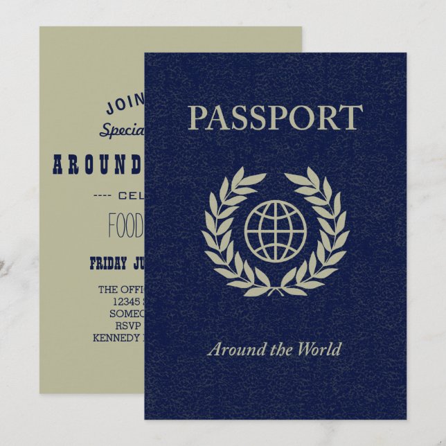 around the world passport invitation (Front/Back)
