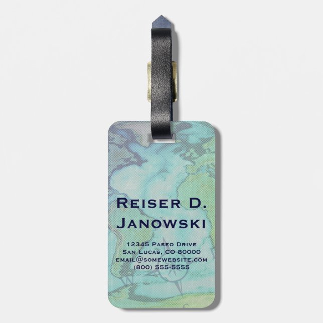 around the world passport luggage tag (Back Vertical)