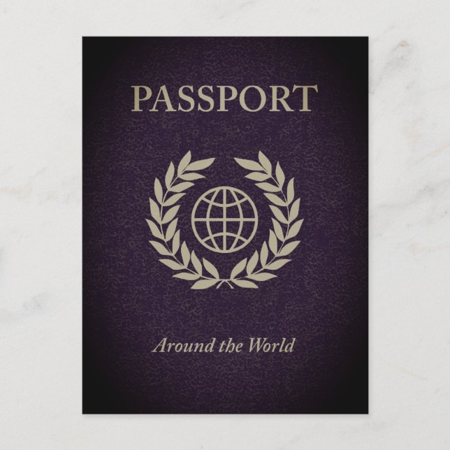 around the world passport postcard (Front)