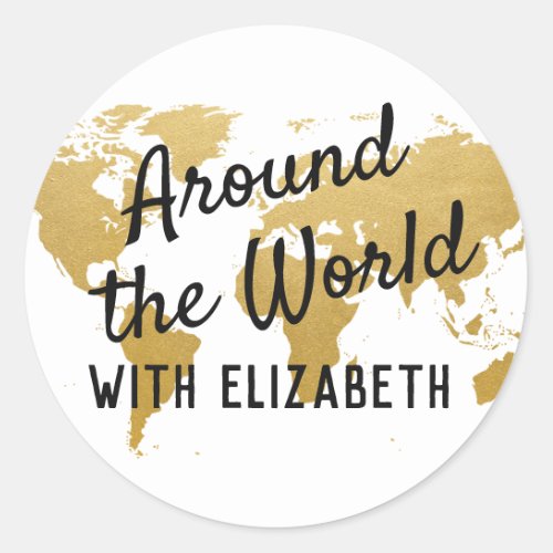 Around the World Travel Theme Mitzvah Bday Shower Classic Round Sticker