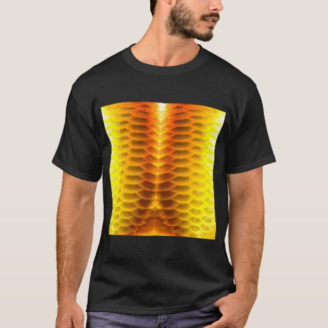 Arowana Fish Scale Pattern Molten Gold T-Shirt (Front)