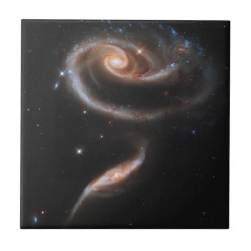 Arp 273 Interacting Galaxies In Andromeda Ceramic Tile