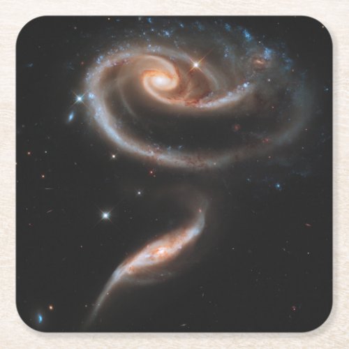 Arp 273 Interacting Galaxies In Andromeda Square Paper Coaster
