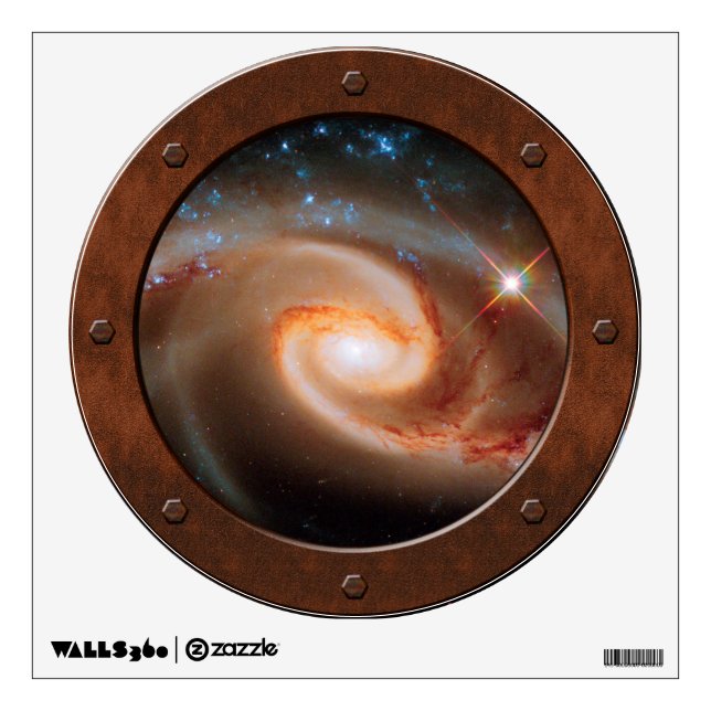 Arp 273 Rose Galaxies Steampunk Porthole Window Wall Decal (Front)