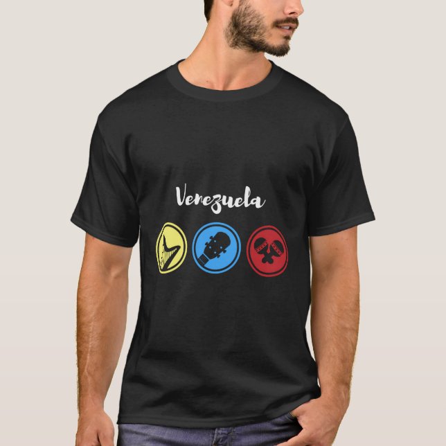 Arpa Cuatro Y Maraca Venezuelan Music T-Shirt (Front)