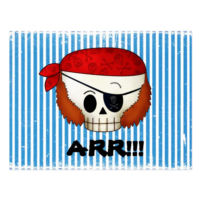 Arr Old School Pirate Skull Postcard