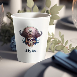 Arr! Pirate Boys "100% Rum" Joke Birthday Paper Cups