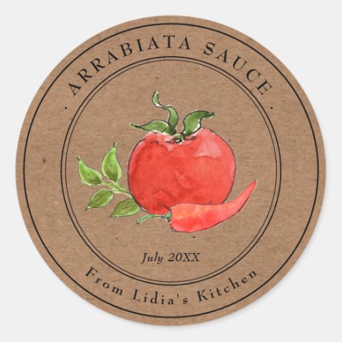 Arrabiata Pasta sauce Kraft paper Jar label
