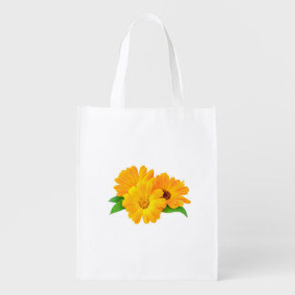 Arranged Calendula Flowers Grocery Bag
