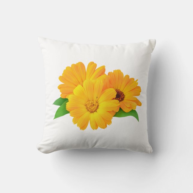 Arranged Calendula Flowers Throw Pillow (Front)