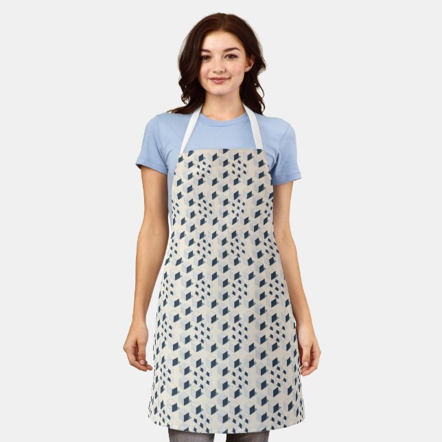 Arranged striped and solid isometric cubes apron (Worn)