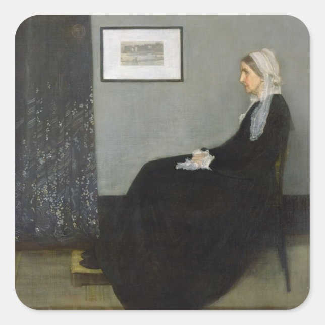 Arrangement in Grey and Black No.1 Square Sticker (Front)