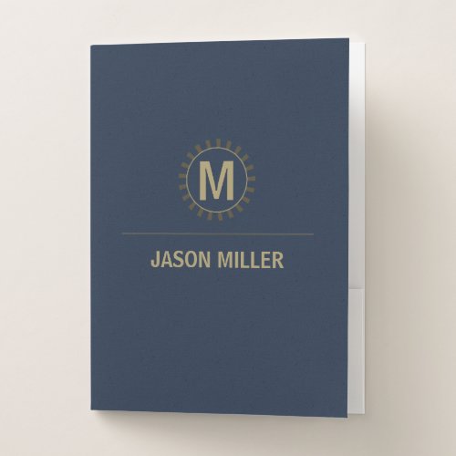 Array and Line Monogram Professional Gold ID313 Pocket Folder