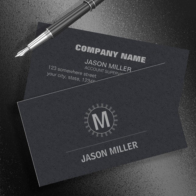 Array and Line Monogram Professional Silver ID313 Business Card (Creator Uploaded)
