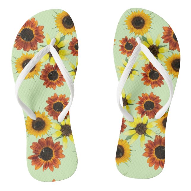 Array Colorful Sunflowers Flowers FlipFlops (Footbed)