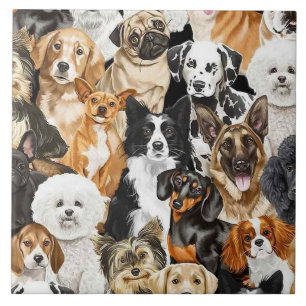 Array of dogs background ceramic tile