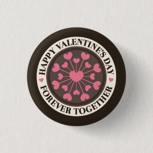 Array of Hearts Forever Together Valentine Pinback Button
