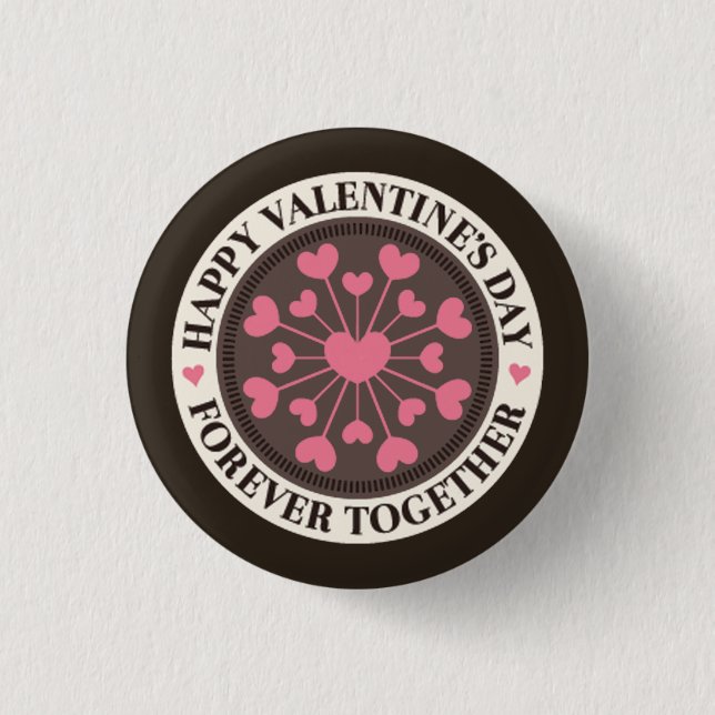 Array of Hearts Forever Together Valentine Pinback Button (Front)