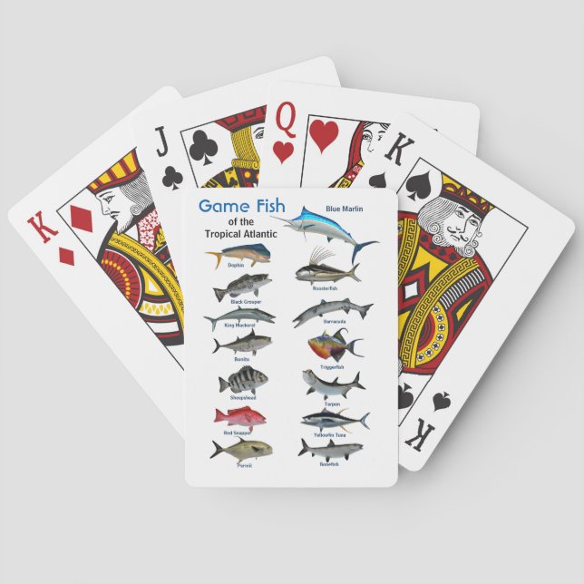 Array of tropical game fish of the Atlantic Poker Cards (Back)