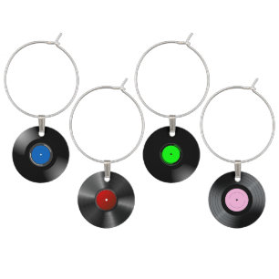 Array of vinyl records background wine charm
