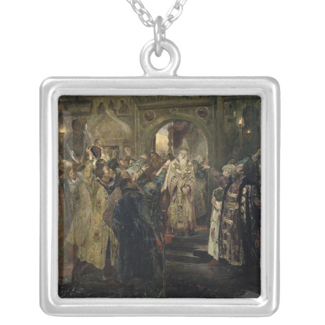 Arrest of the 'metropolitan' Philip, 1910 Silver Plated Necklace (Front)