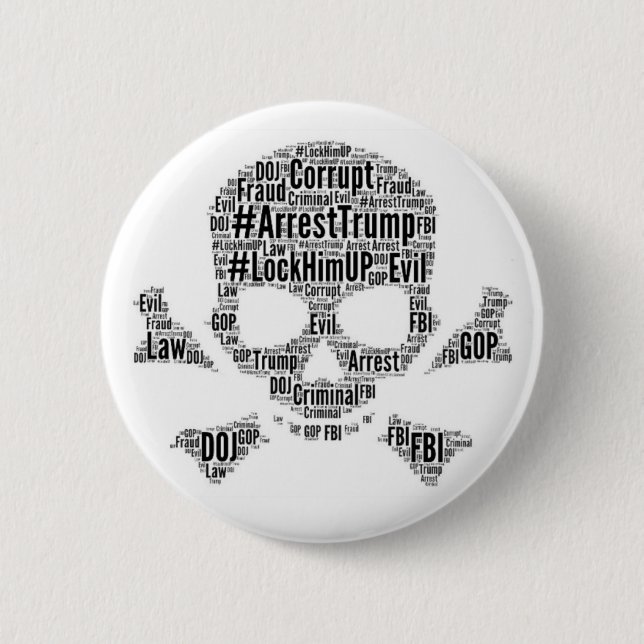 Arrest Trump Skull and Cross Bones Button (Front)