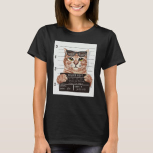 Arrested Cat Mug Shot I Poop On The Rug T-Shirt