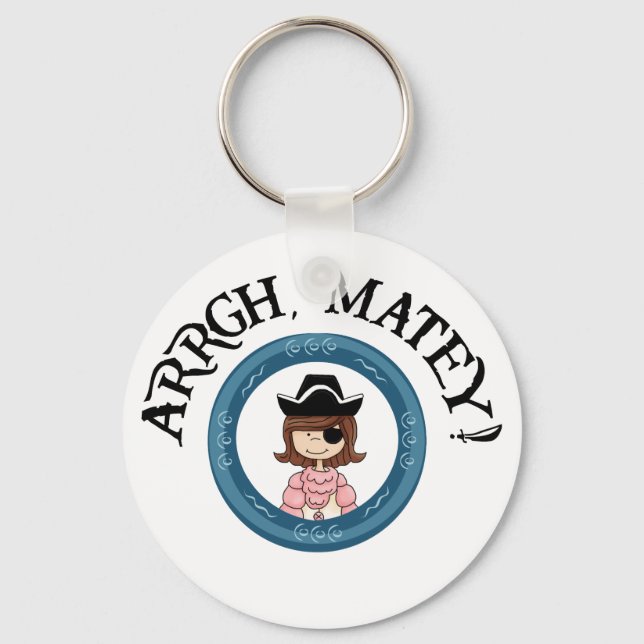 Arrgh Matey Pirate Girl Key Chain (Front)