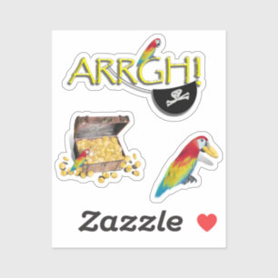 ARRGH! Parrot and Pirate Chest Sticker