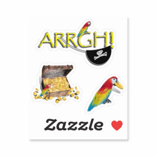 ARRGH! Parrot and Pirate Chest Sticker
