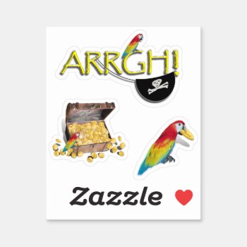 Arrgh! Parrot And Pirate Chest Sticker by gravityx9 at Zazzle