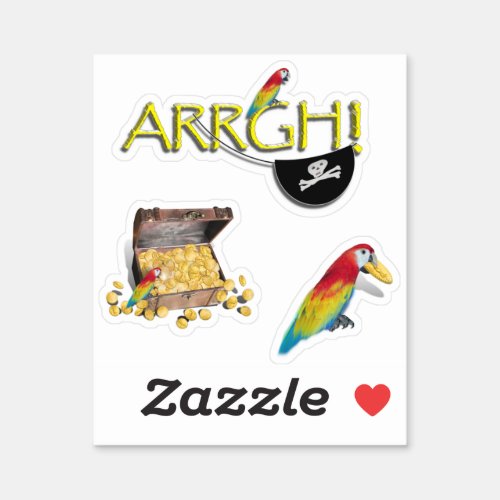 ARRGH Parrot and Pirate Chest Sticker