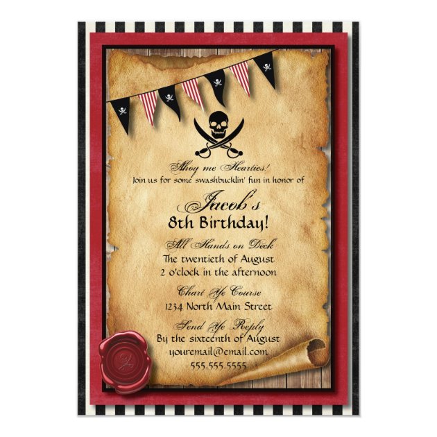 Arrgh! Pirate Birthday Party Invitation
