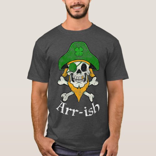 ARRish Funny Irish Pirate Clover Skull Cool St T_Shirt