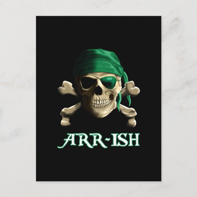 ARRish Funny Irish Pirate Saint Patricks Day Postcard (Front)