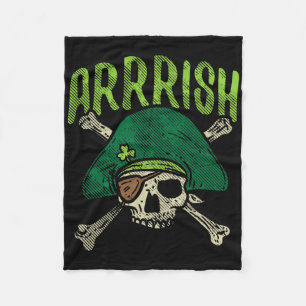 Arrish Irish Pirate Skull Leprechaun St Patricks D Fleece Blanket