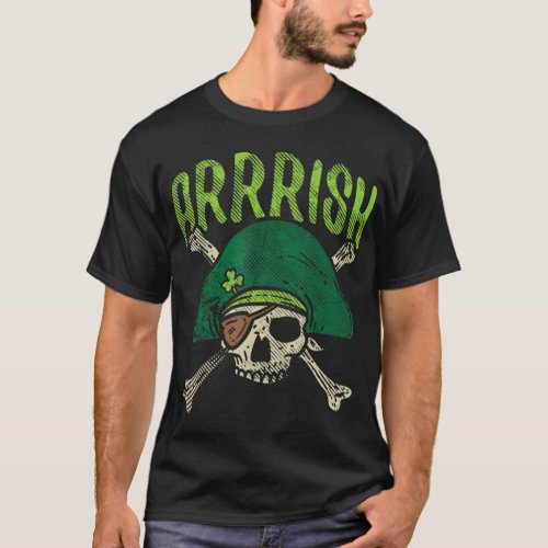 Arrish Irish Pirate Skull Leprechaun St Patricks D T_Shirt