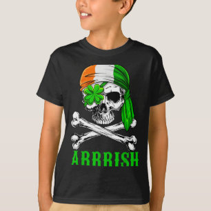 Arrish Irish Rate Skull St Patricks Day Clover Gif T-Shirt