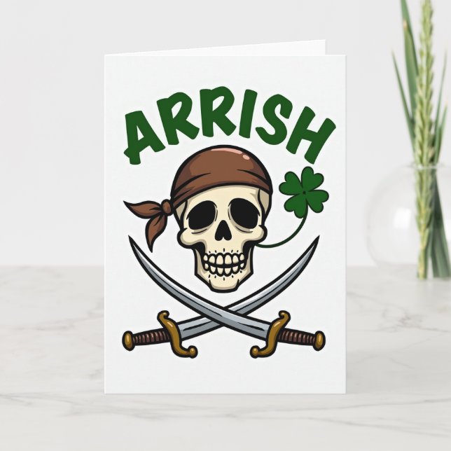 Arrish Pirate Skull Irish Pride Card (Front)